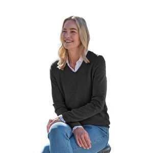 WoolOvers Womens/Ladies Cashmere V Neck Sweater / Dark Charcoal